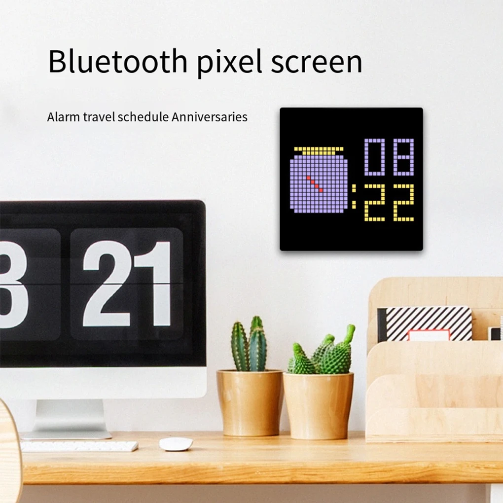 DIY Desktop Bluetooth Pixel Screen 32x32 Alarm Clock Time Display Mosaic Pixel Screen Wall Mounted LED Pixel Light Room Decor