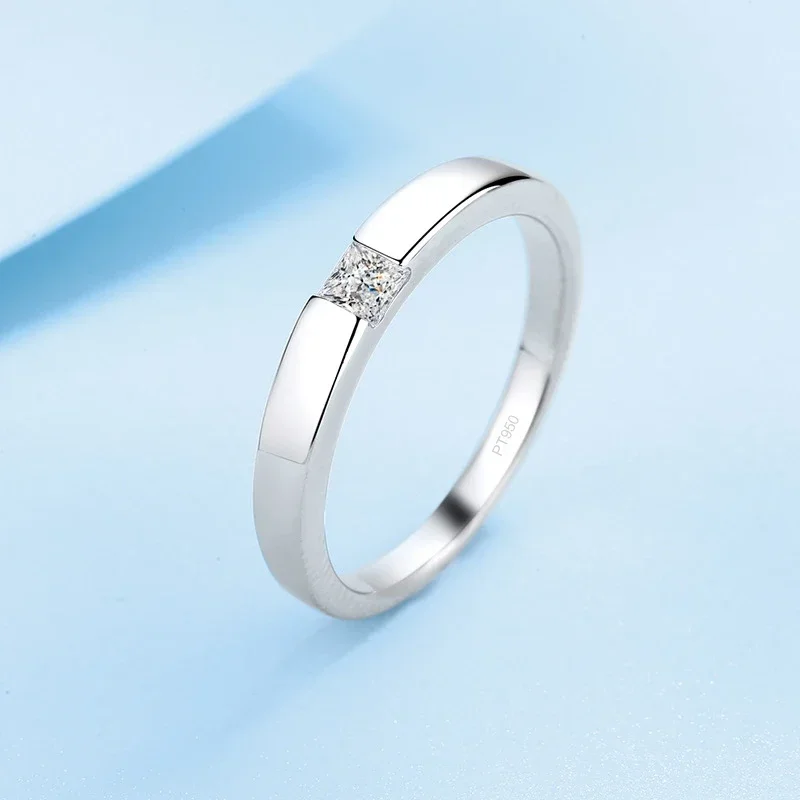 VVS1 D Color 0,3 quilates cuadrado Moissanite anillo de pareja de diamantes, mujeres PT950 platino hombres amantes regalo anillos unisex certificado GRA