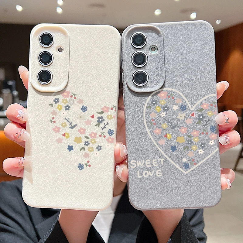Süße Liebe Blume Handyhülle für Samsung Galaxy S25 Edge S24 S25 FE S23 S22 Ultra Plus A17 A56 A55 A36 A15 A16 5G Silikonhülle