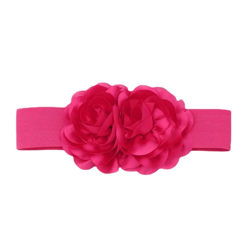 ZLY 2022 New Fashion Waistband Belt Women Elegant Adjustable Elastic Elegant Luxury Flower Decoration PU Leather Material Casual