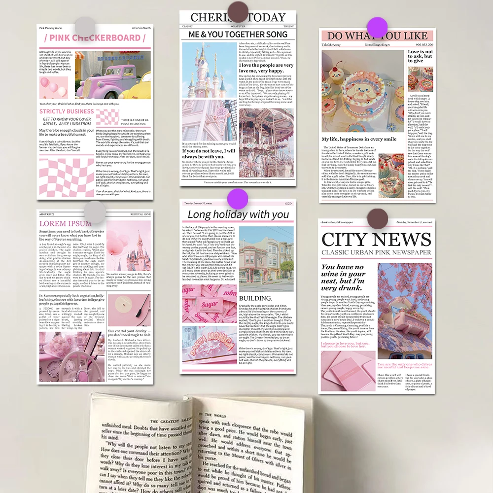 10×15CM 10PCS Pink Memory Poster Sticker Harajuku Wall Coffee Laptop Decoration Luggage Art Skateboard Room For Wall Decal