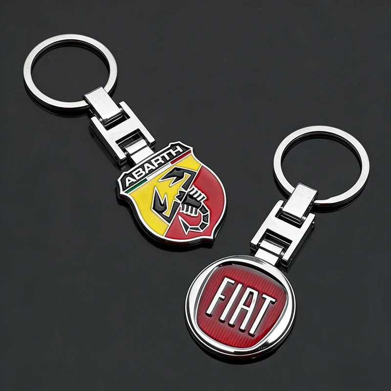 Zinklegierung Schlüsselanhänger Schlüsselanhänger Auto Logo Zubehör für Fiat Abarth 500Tipo FR Panda Argo Freemont Viaggio Bravo Punto Doblo