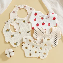 Cotton Gauze Flower Saliva Bib Cute Print Newborn Infant Feeding Bibs 360 Degree Baby Bib for Baby 6 Layer Bib 0-12 M Supplies