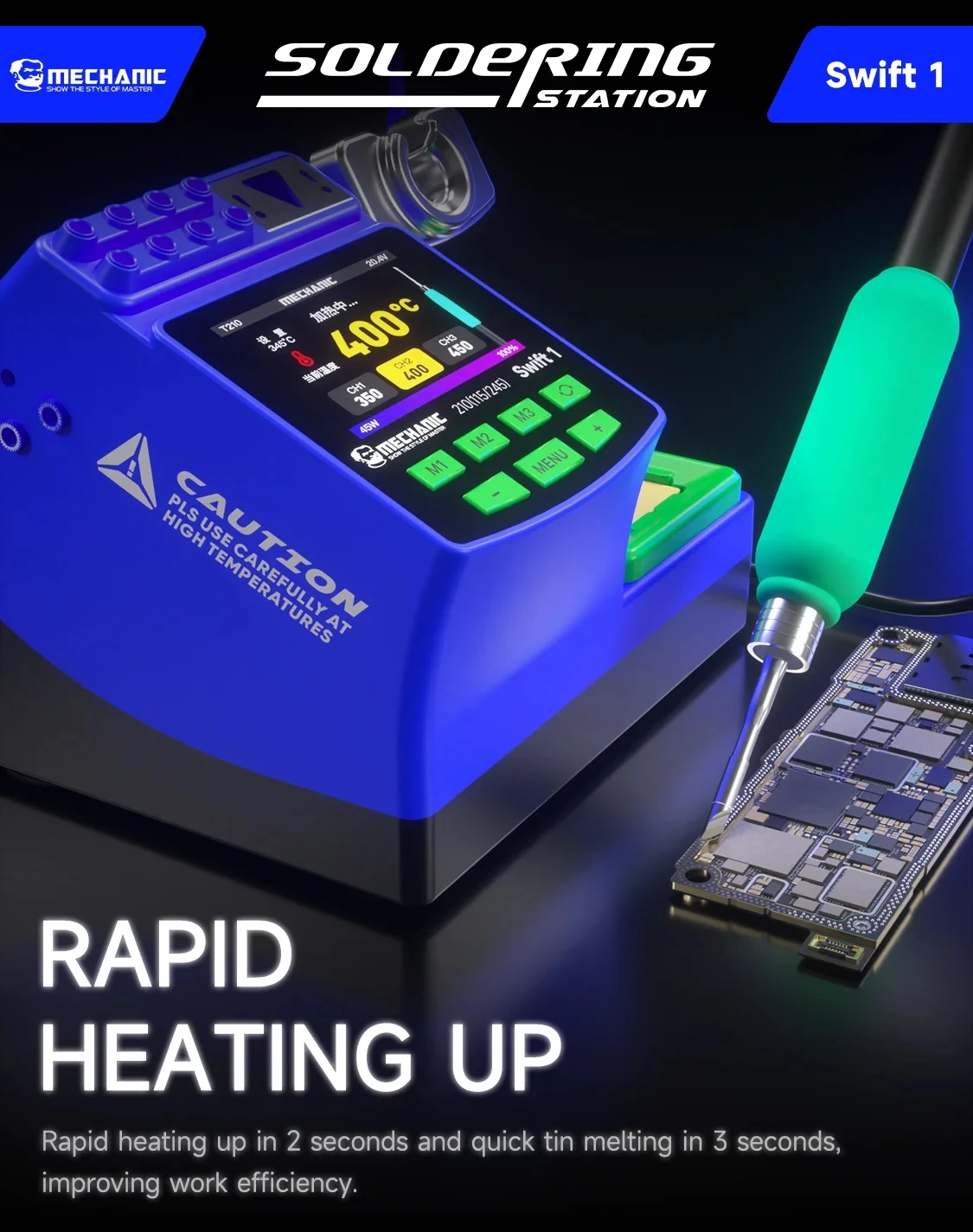 MECHANIC Swift 1 Intelligent Digital Display Soldering Station Support C210/C245/115 Controllers PCB Soldering Repair Tool