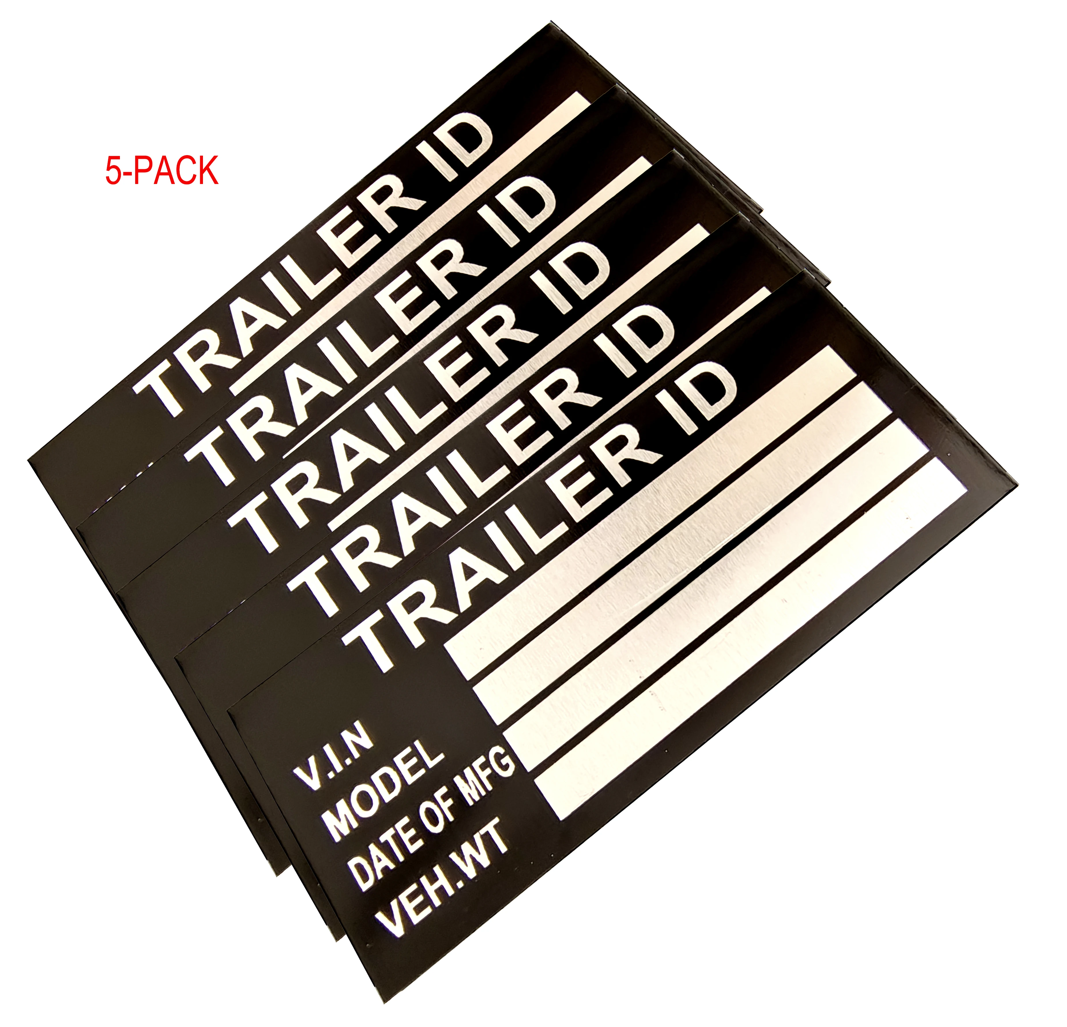 5-PACK VEHICLE TRUCK BOAT Trailer Blank VIN & Weight AXLE Chassis Plate 97mm x 42mm Identification Number