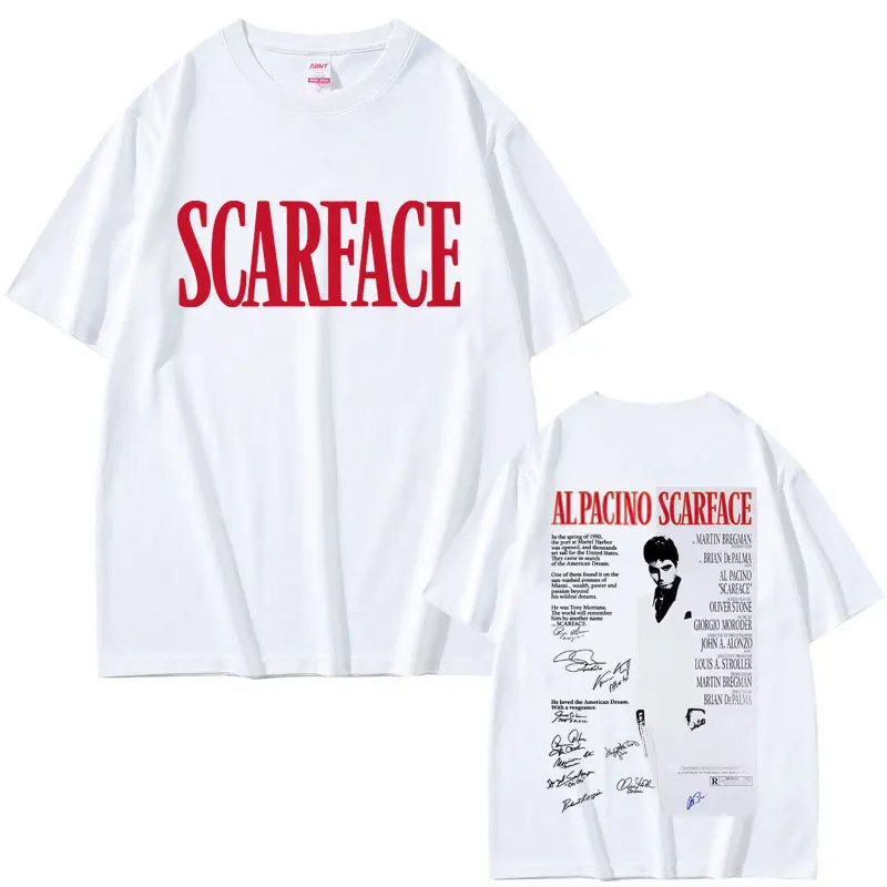 90s Classic Gangsters Movie Scarface Merch T-shirt Vintage Tony Montana Al Pacino T Shirts Men Fashion Oversized T-shirts