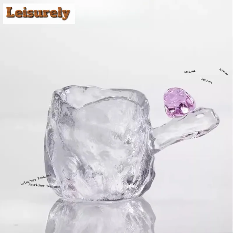 

80ml Pink Bird Crystal Glass Teacup Handmade Tea Bowl Tea Pair Tea-tasting Smelling Cup Chazhan Master Cups For Tea Decoration