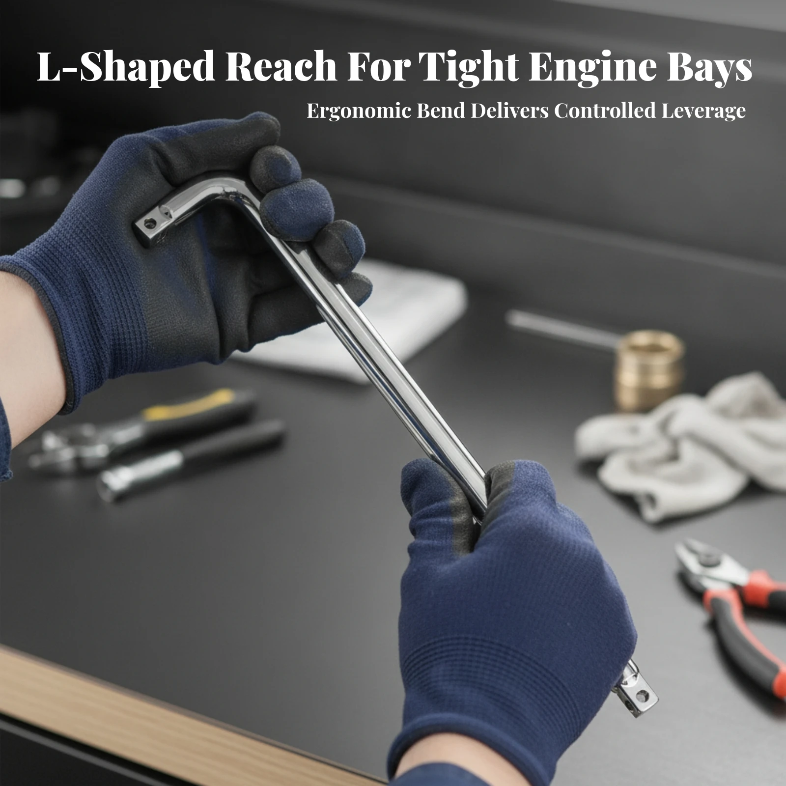 Socket Drive Bar Heavy-Duty Extension Bar with Knurled Grip Hand Tool Tight Confined Areas Mirror-Polished for Mechanics view 6