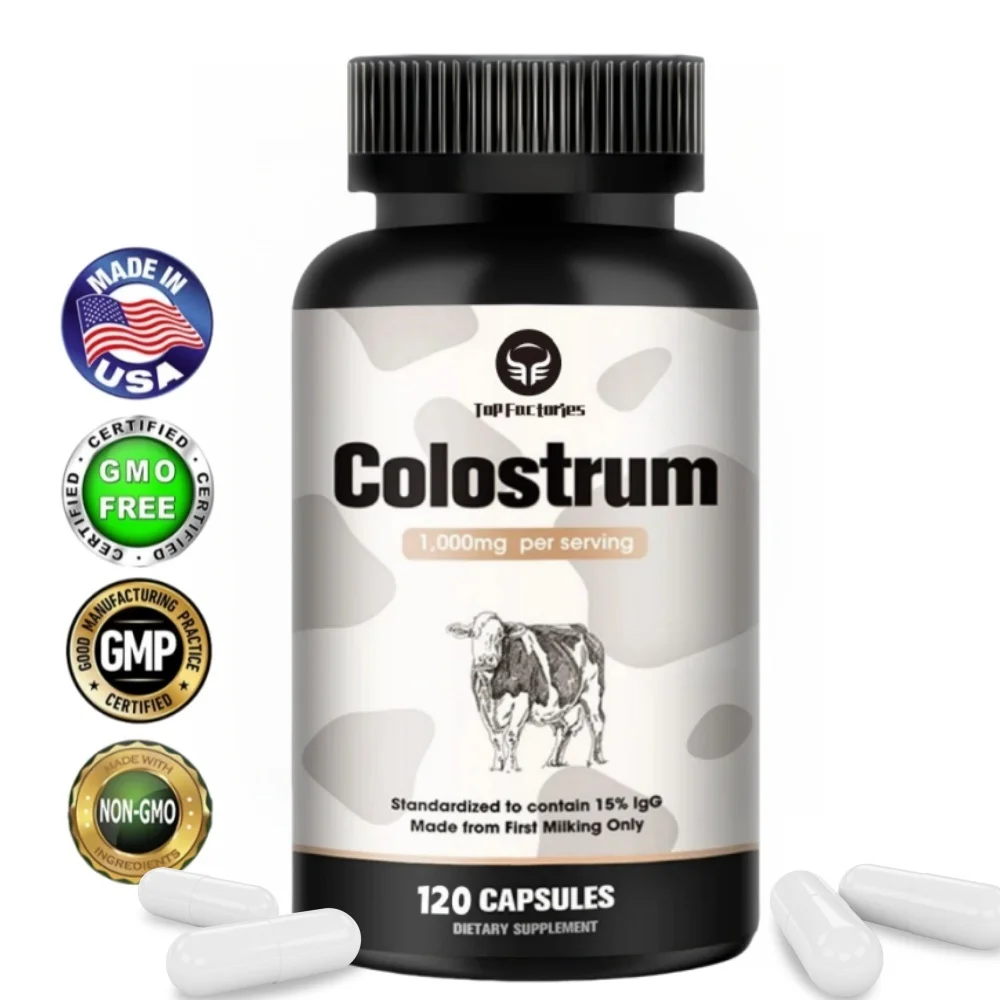 

Top Factories Bovine Colostrum Capsules 1000mg Per Serving Immune Booster Digestive Supplement Natural Colostrum