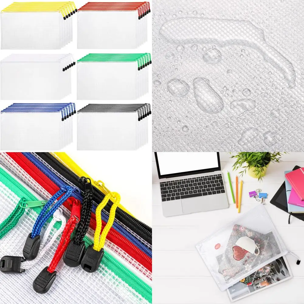 

36 Pcs Mesh Zipper Pouch Bags, Letter Size A4 Size Mesh Bags with Zipper, 6 Colors Mesh Zipper Pouch Puzzle Bags Waterproof for