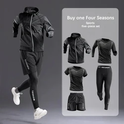 Men's All-Season Sportswear Set 3-5 Pcs Fitness Running Cycling Gym Elastic Tracksuit Clothing Jogging Boxing Hiking Sportswear