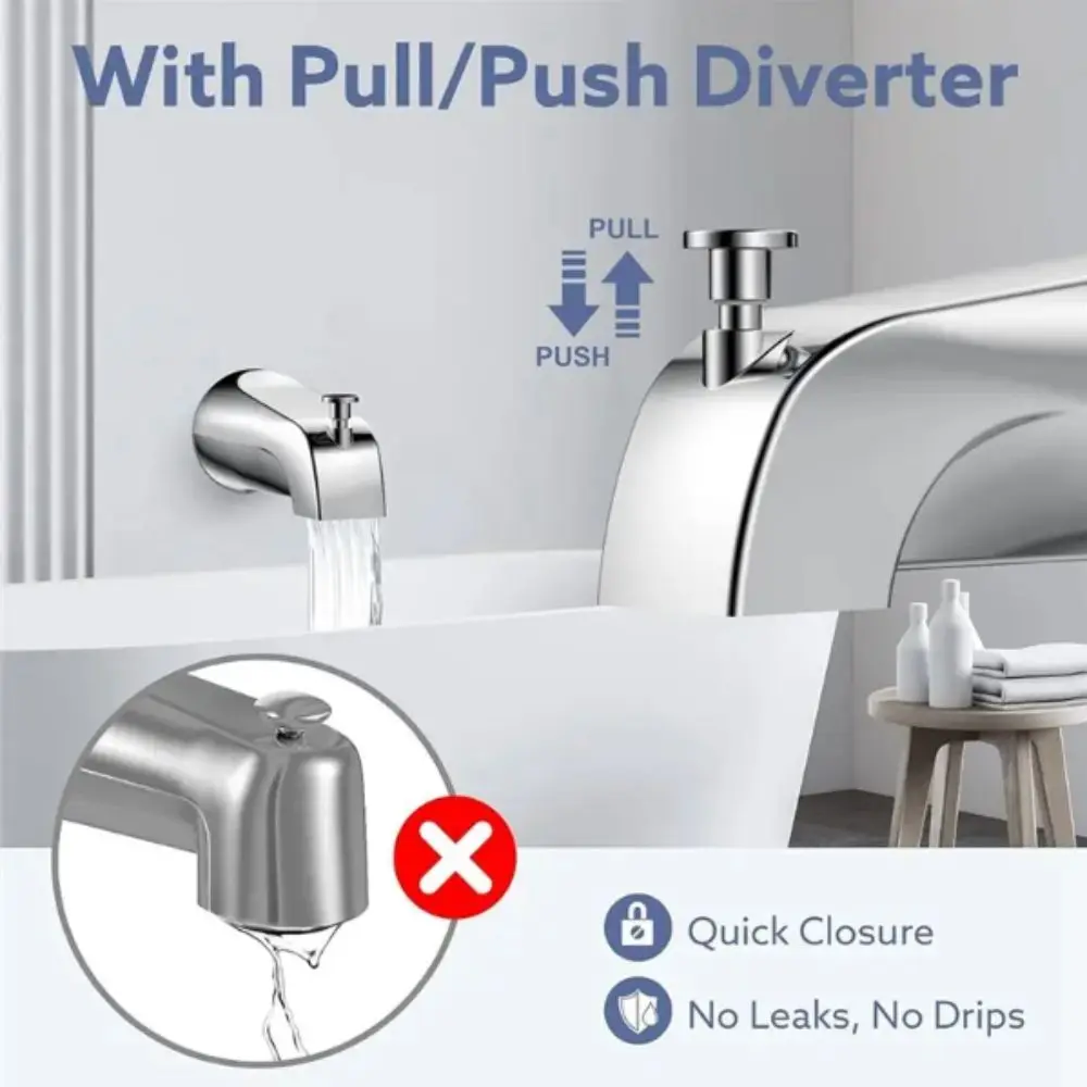 

Multi-functional Bathtub Faucet Zinc Alloy Inside Thread Bathtub Faucet Spout Copper Water Tube Durable Diverter Faucet