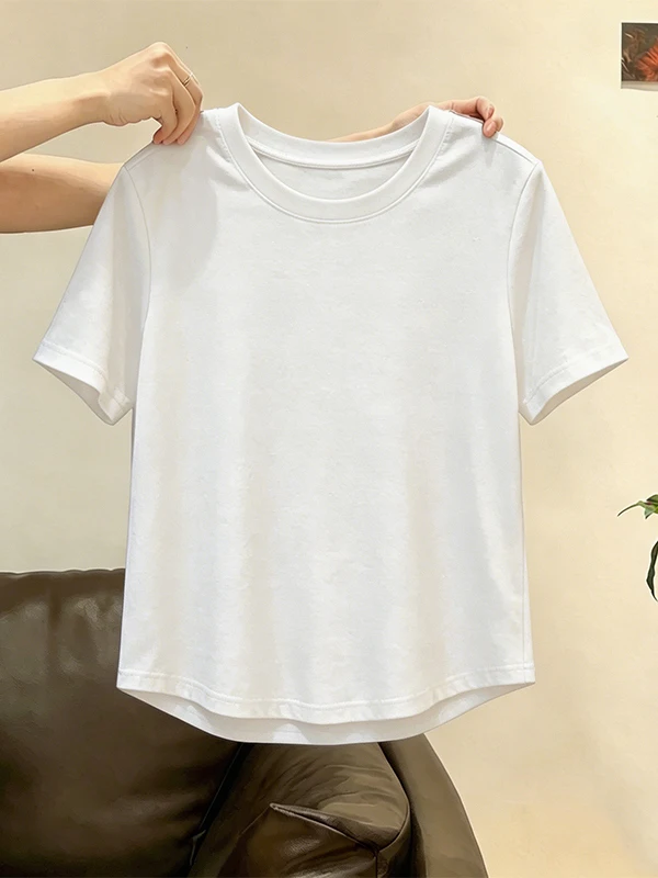 

plus Size round Neck Short Sleeve T-Shirt Women's Summer New Casual Style Simple Comfortable Shoulder Top Korean Style Commut...