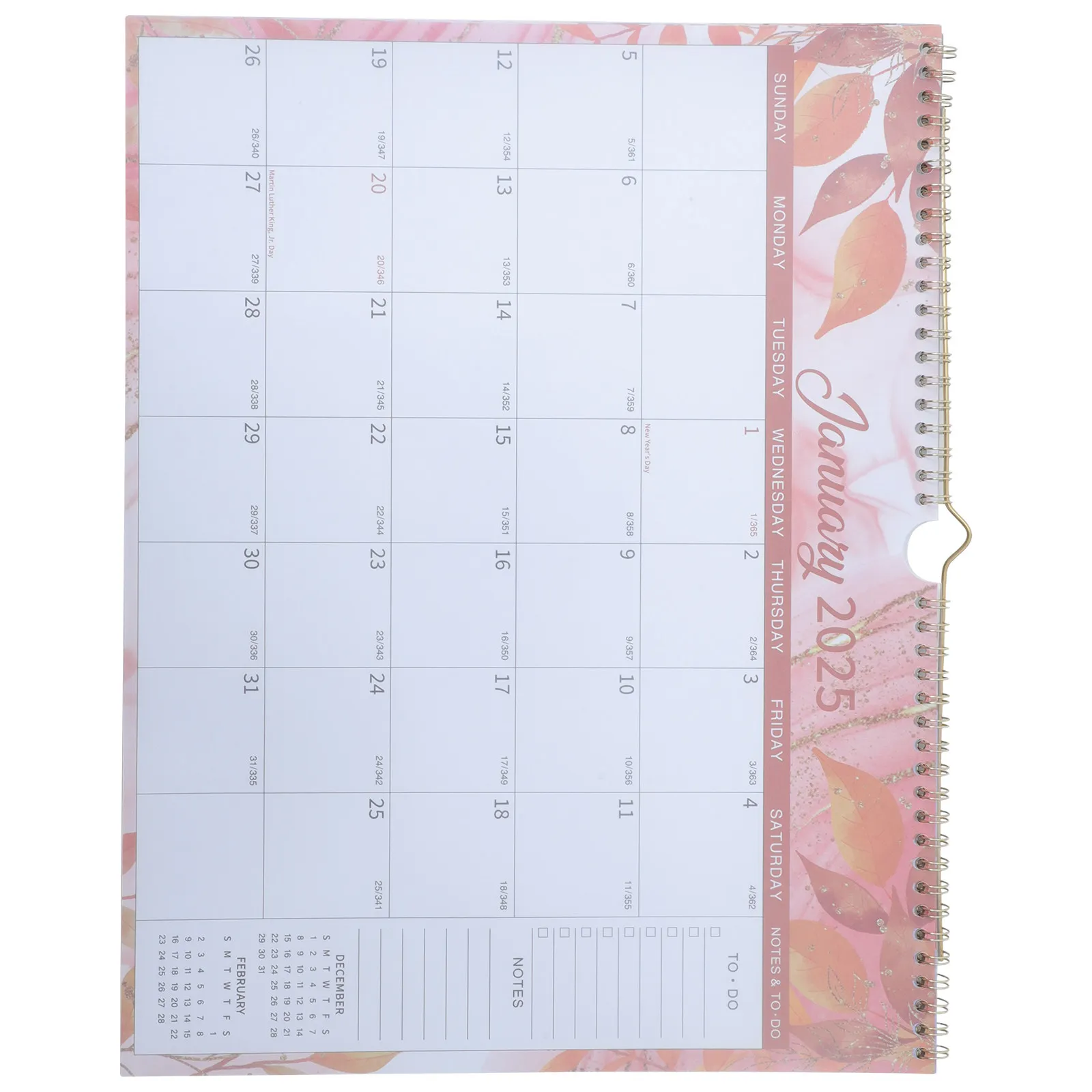 

Floral Vertical Spiral Bound Wall Calendar Large for Office Home School Family Use Innovative Calendar Design with Memo Date
