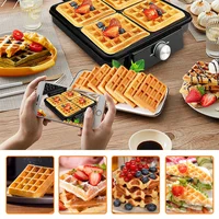 4-Slice Belgian Waffle Maker 1500W Double Heating Non-Stick Egg Cake Oven Pancake Egg Waffle Cake Machine Temperature Control 6