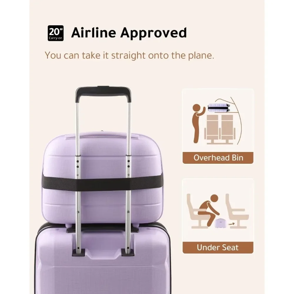 Carry on Luggage with Spinner Wheels, Lightweight Suitcase 2 Piece, Expandable, 8 silent spinner wheels, Quality Assurance