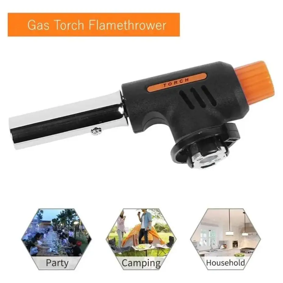 Automatic Ignition Baking Welding Tool Gas Blowtorch Flamethrower Butane Burner Suitable For Barbecue Camping Outdoor Flame Gun