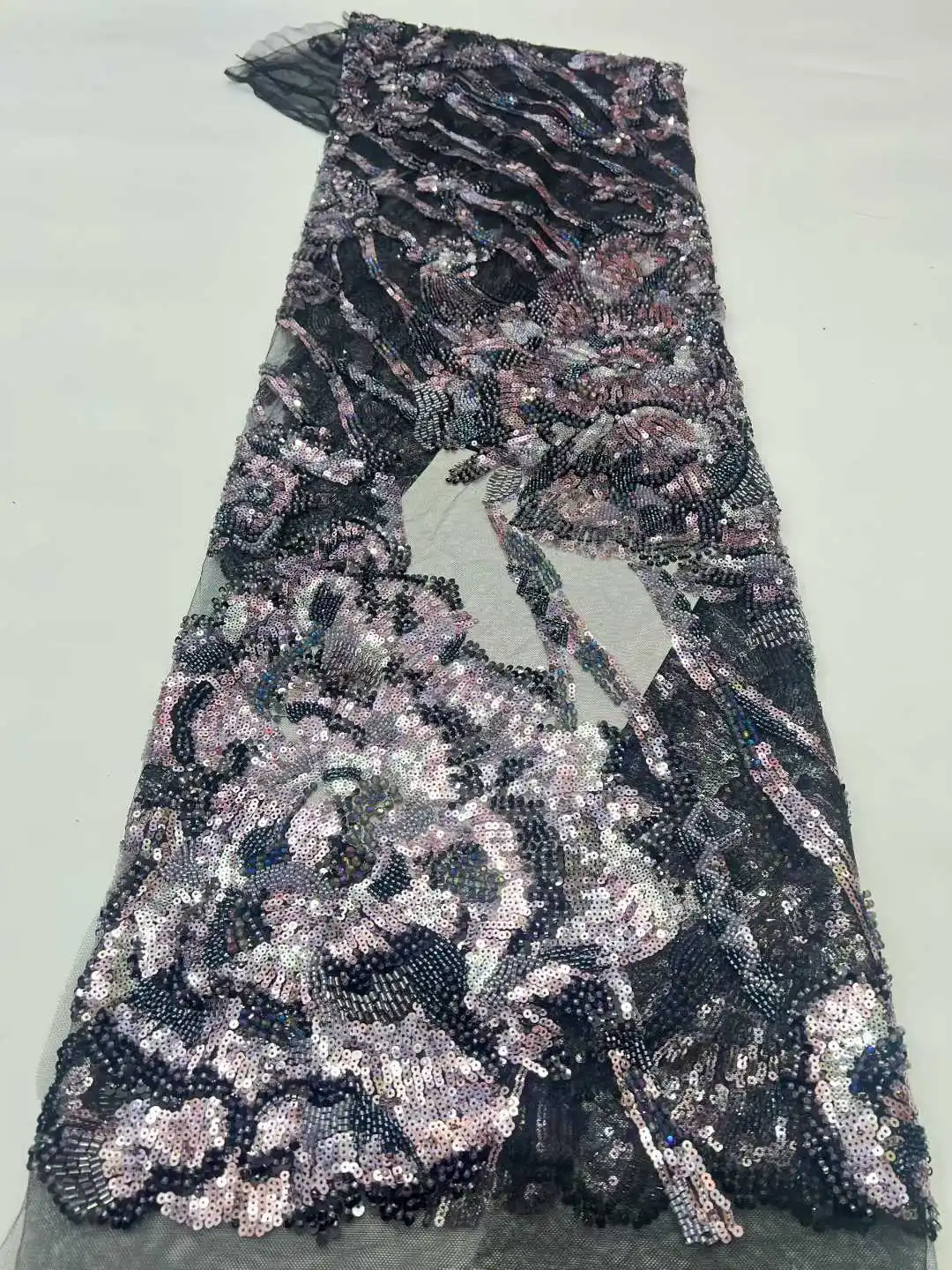 2026 Luxury French Mesh Embroidery Beaded Lace Fabric African Nigerian Sequins Lace Fabric For Wedding Dress Sewing Material