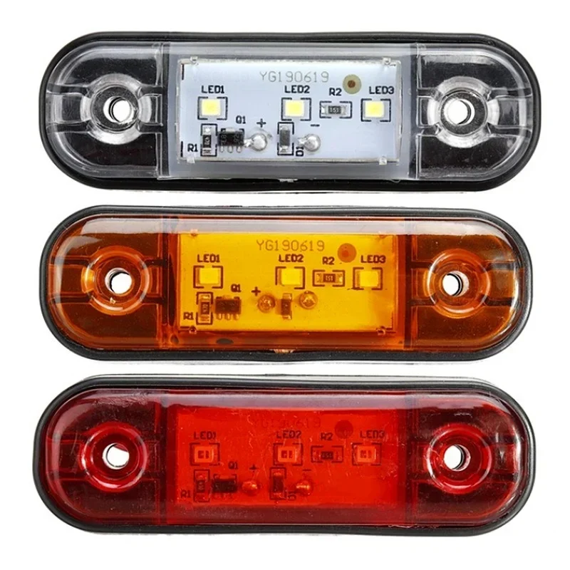 10pcs 12V 24V 3 LED Car External Side Marker Warning Light Oval Clearance Signal Trailer Truck Lamp Truck Lorry Orange White Red