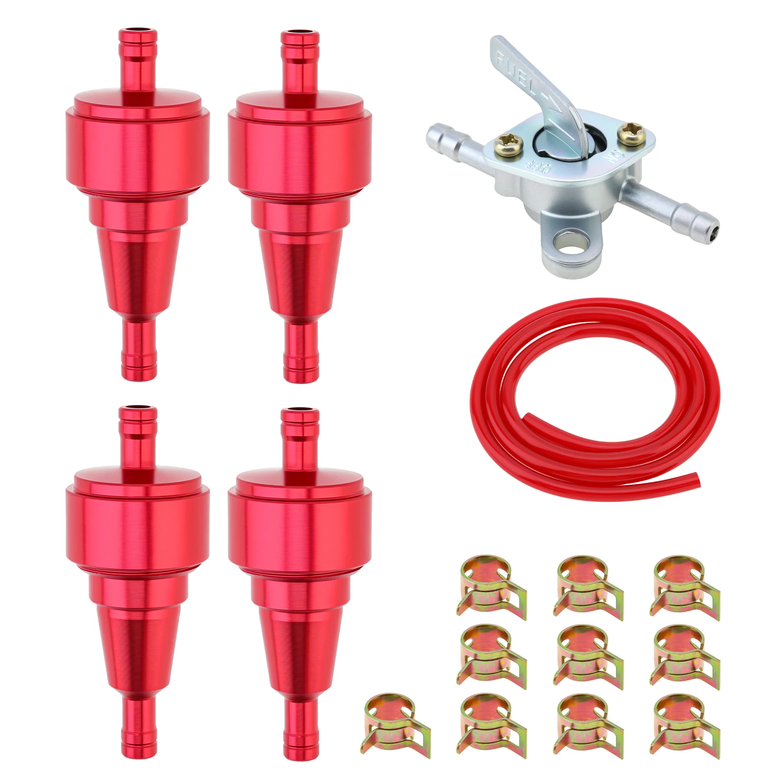 1 Set 1M 3/16 Inch ID Fuel Line Hose 4pcs 1/4inch Fuel Filter Switch for Motorcycle Scooter ATV Oil Delivery Pipe Hose