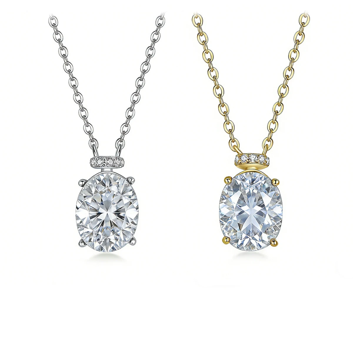 S925 Silver Plated 18K Gold Egg-shaped Moissanite Diamond Perfuse Bottle Necklace Main Stone 10*8mm/3.0ct
