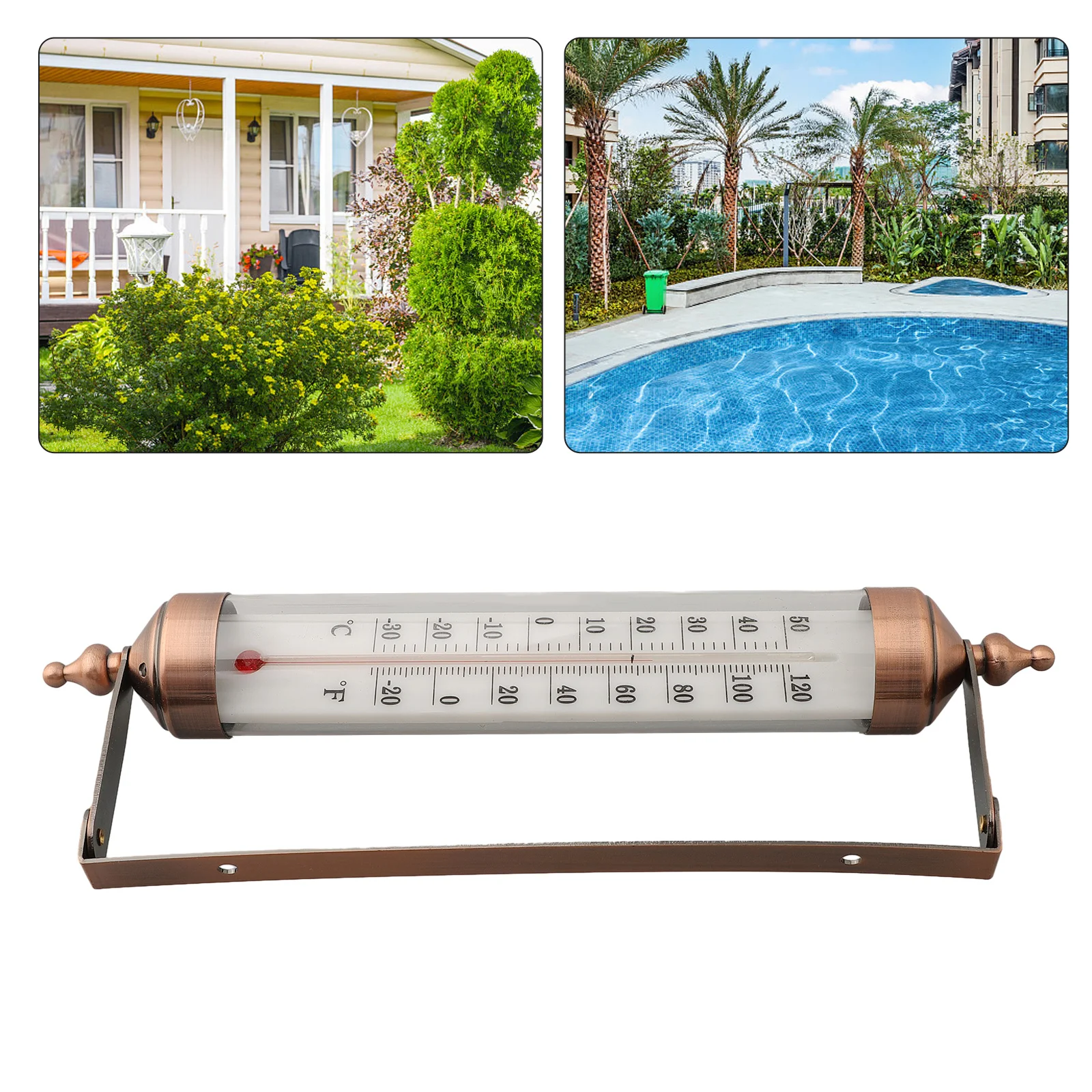 Cordless Thermometer 10 Inch Thermometer Outdoor Use Indoor Use Corrosion-resistant Metal Construction No Batteries Required
