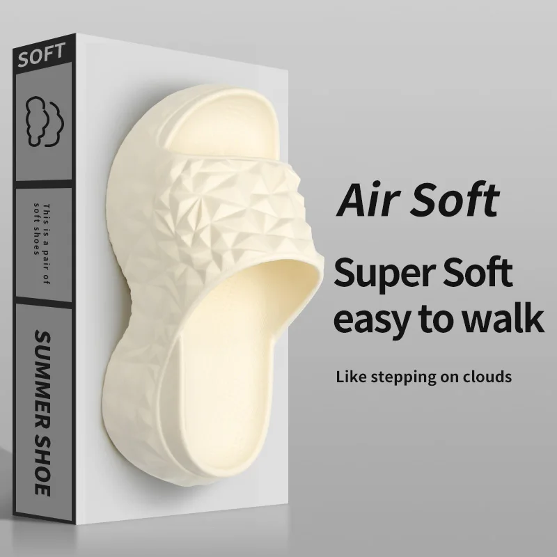 نعال سميكة للنساء ترتدي الخارج مع قاعدة إسفنجية وزيادة الارتفاع، شباشب أناناس مضادة للانزلاق