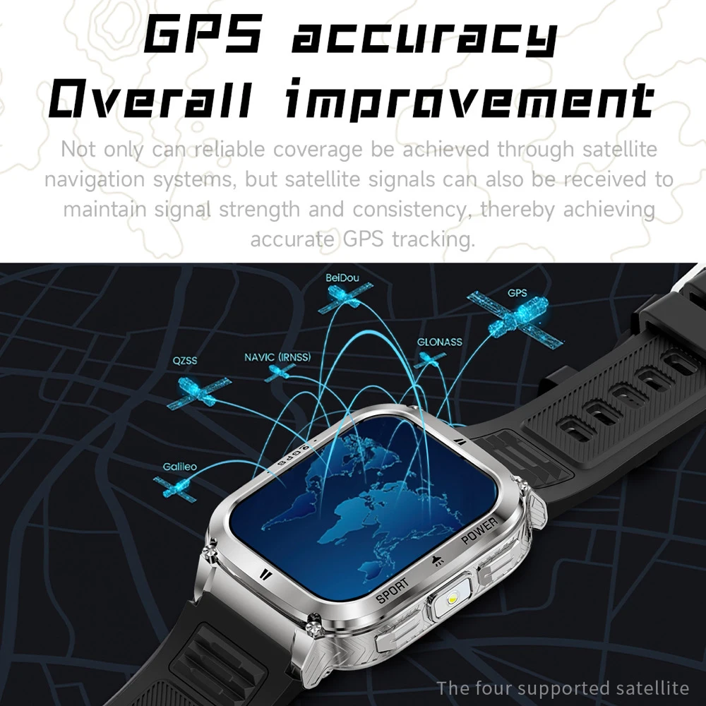 2025 al aire libre GPS deportes Fitness reloj inteligente 3ATM impermeable 1,83 "llamada de diente azul linterna LED ritmo cardíaco salud Smartwatch