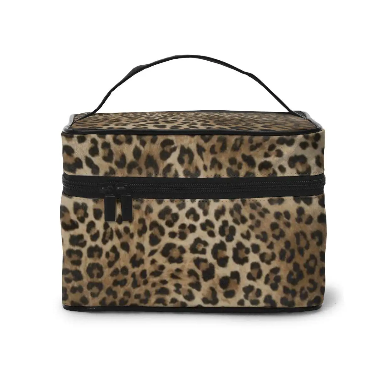 Leopard Pattern Makeup Bag Organizer for Travel Cosmetic Bags with Handle Toiletry Bags for Women Girls