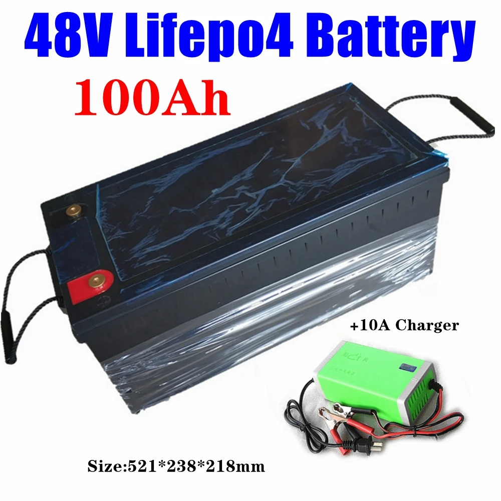 lifepo4 battery  48v 100AH with BMS for tricycle golf cart inverter Solar energy storage scooter + 10A charger