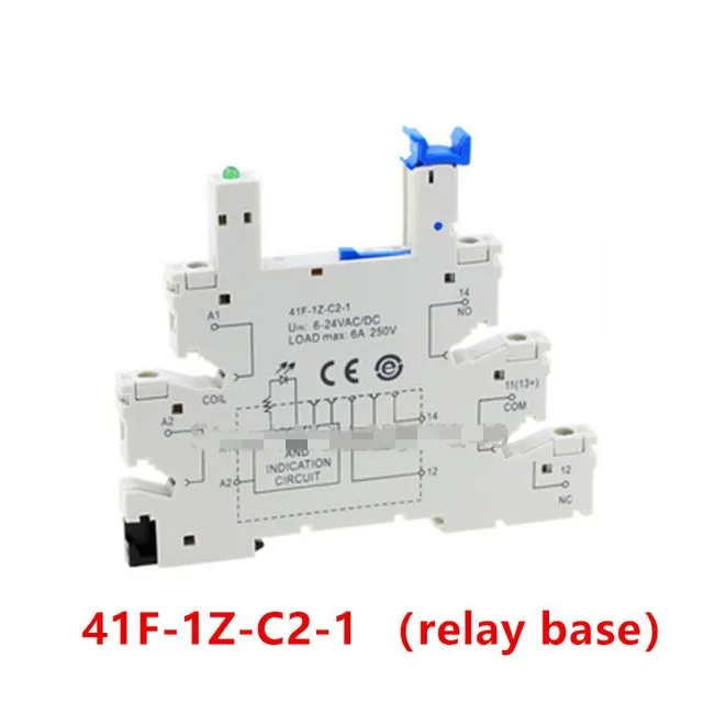 10Pcs HF relay HF41F-5-ZS HF41F-12-ZS HF41F-24-ZS HF41F 5V 12V 24V ZS Ultra thin power relay 5 Pin 6A 41F-1Z-C2-1 relay base New