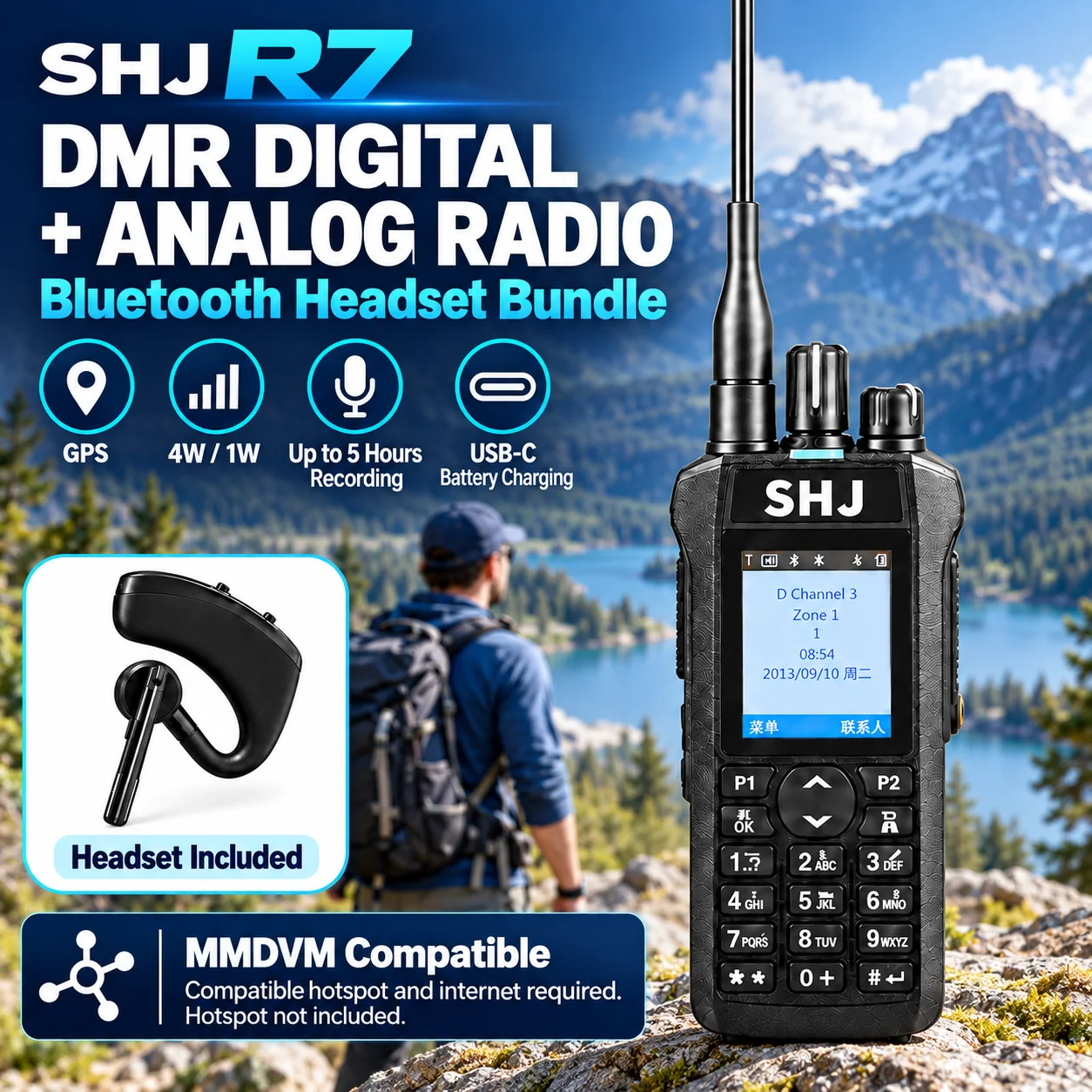 QUANSHENG UV-K1 5W Multi-Band Ham Radio, 200CH, Airband AM, NOAA, Frequency Copy, USB-C Compact Walkie Talkie