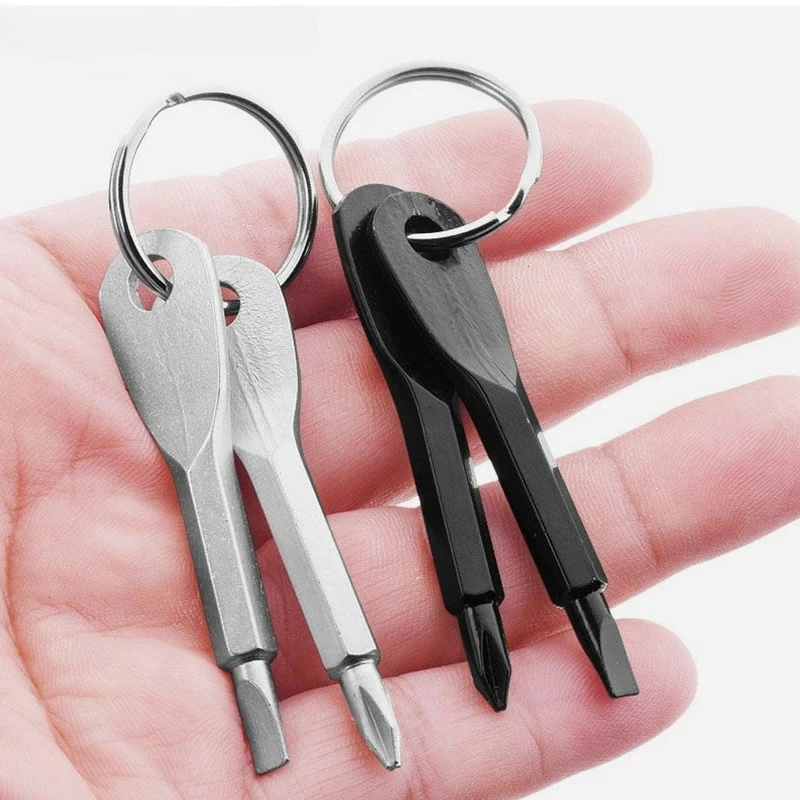 Portable Mini Phillips Slotted Screwdriver Key Ring Keychain Pocket Cross Screw Driver EDC Small Repair Gadget Tool