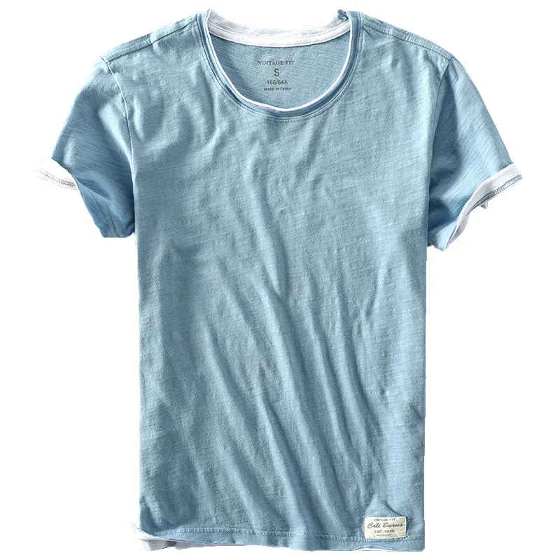 

Men's cotton T-shirt summer new casual thin cotton washed distressed short-sleeved T-shirt bottoming shirt