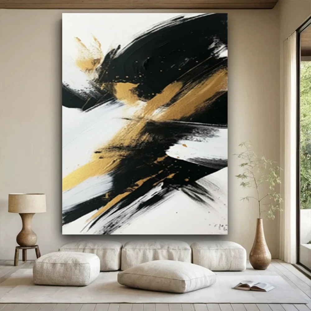 

New 100% Handmade Golden Tree Oil Painting On Canvas Gold Banana Leaf Landscape Wall Picture Paintings Living Room Decoracion