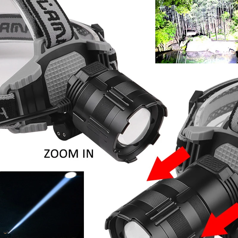 Farol led com xph160 luz brilho à prova dwaterproof água zoomable acampamento pesca andando luz usb recarregável super brilhante farol