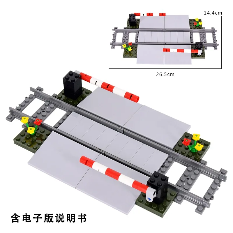 MOC-bloques de construcción City Train barandilla Crossing Railway Express, juguetes para niños, regalos para niños, Ideas creativas expertas