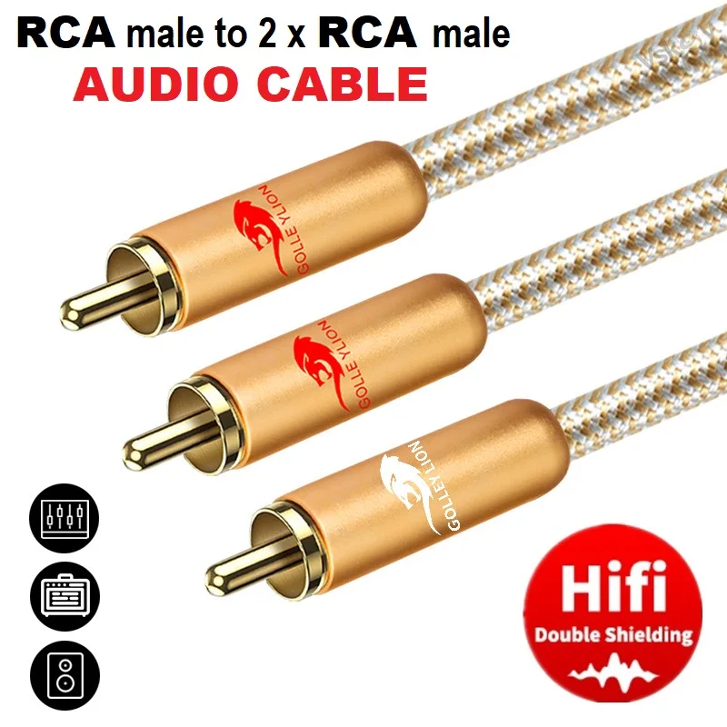 

Hifi RCA to 2 RCA Male Audio Cable for Amplifier Subwoofer CD DVD Player Speaker Home Stereo System Y-Splitter Shielded Cords