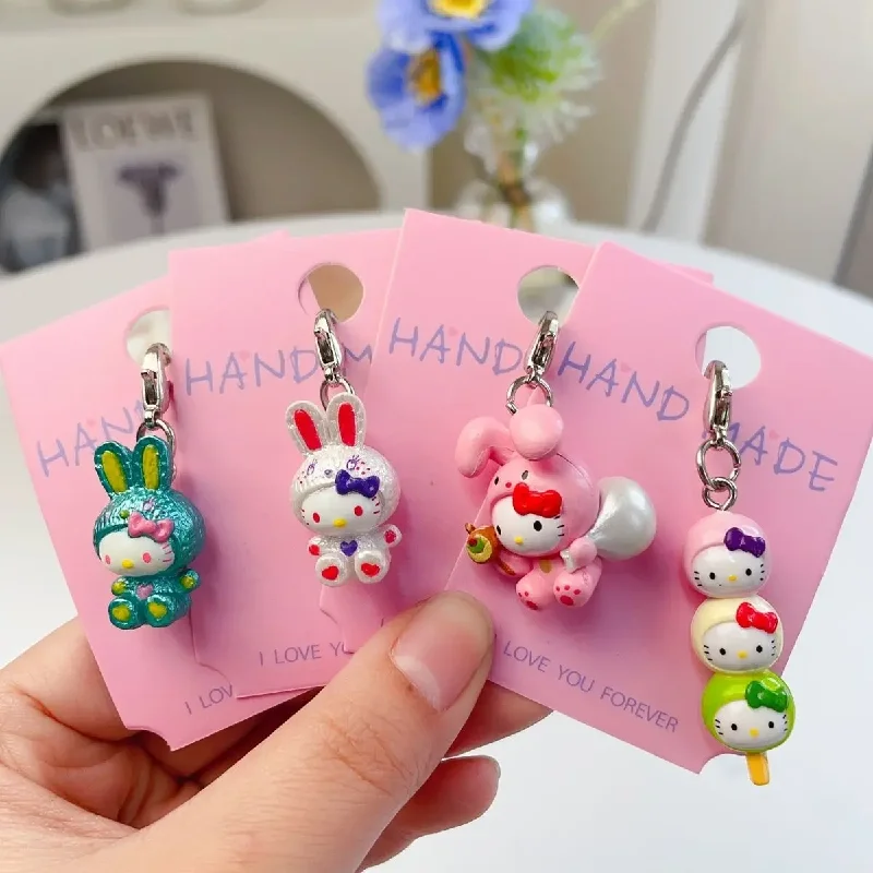 Sanrio Kawaii Hello Kitty Keychain Cute Anime Backpack Pendant Decoration Creative Zipper Buckle Jewelry Girl Accessories Gift