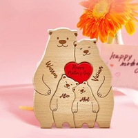 Personalized Family Bear Puzzle Decor Custom Names Fits 2-6 Names Rustic Wooden Bears Seasonal Décor for Mother's & Father's Day