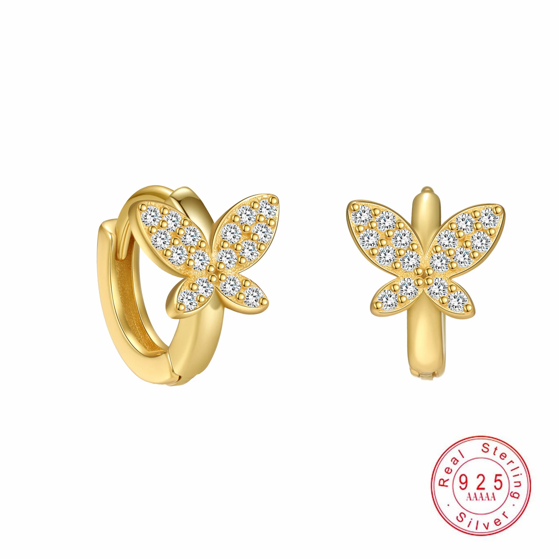 

Women's S925 Sterling Silver Zircon Butterfly Earrings Fashionable Exquisite Party Wedding Jewelry Ear Accessory