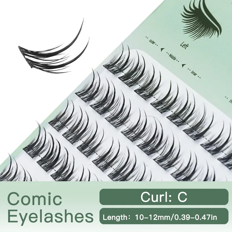 JIZI-LASH Ciglia a grappolo fai-da-te 8 file Manga naturale Estensione ciglia individuali Kit ciglia finte Strumento per il trucco delle donne