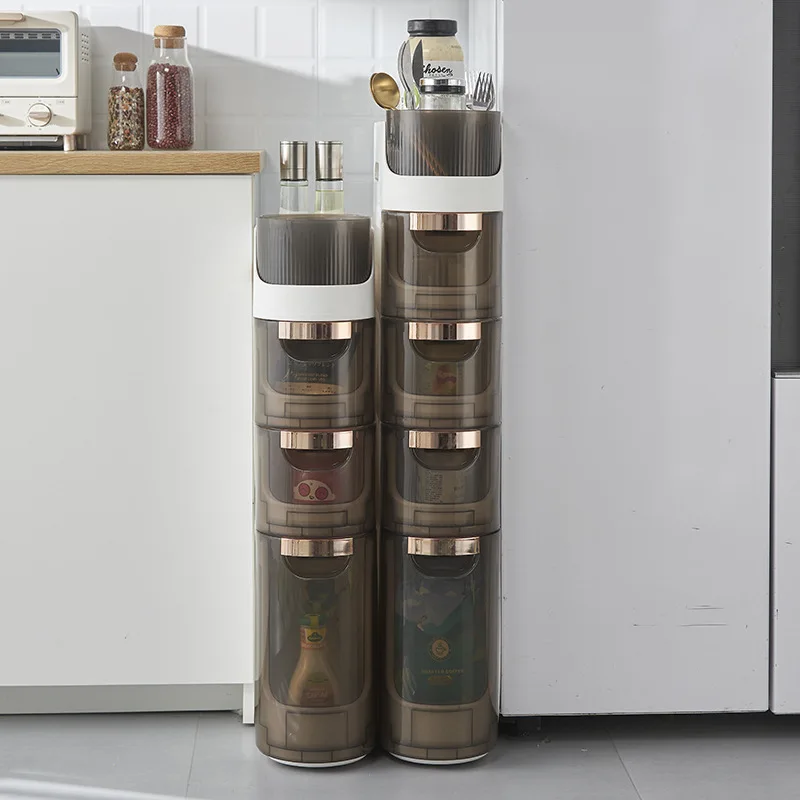 

Bathroom Storage Cabinet Bathroom Gap Storage Shelf 3-4 Layers Waterproof Plastic Storage Cabinet with Rollers