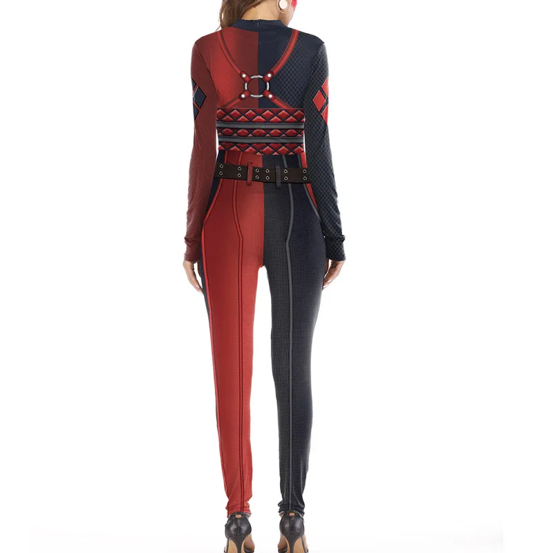 

loween One-Piece Suit Cosplay Performance Tight Print Fitn Long Pants Polyester mid Waist Thin Model Women's Suit