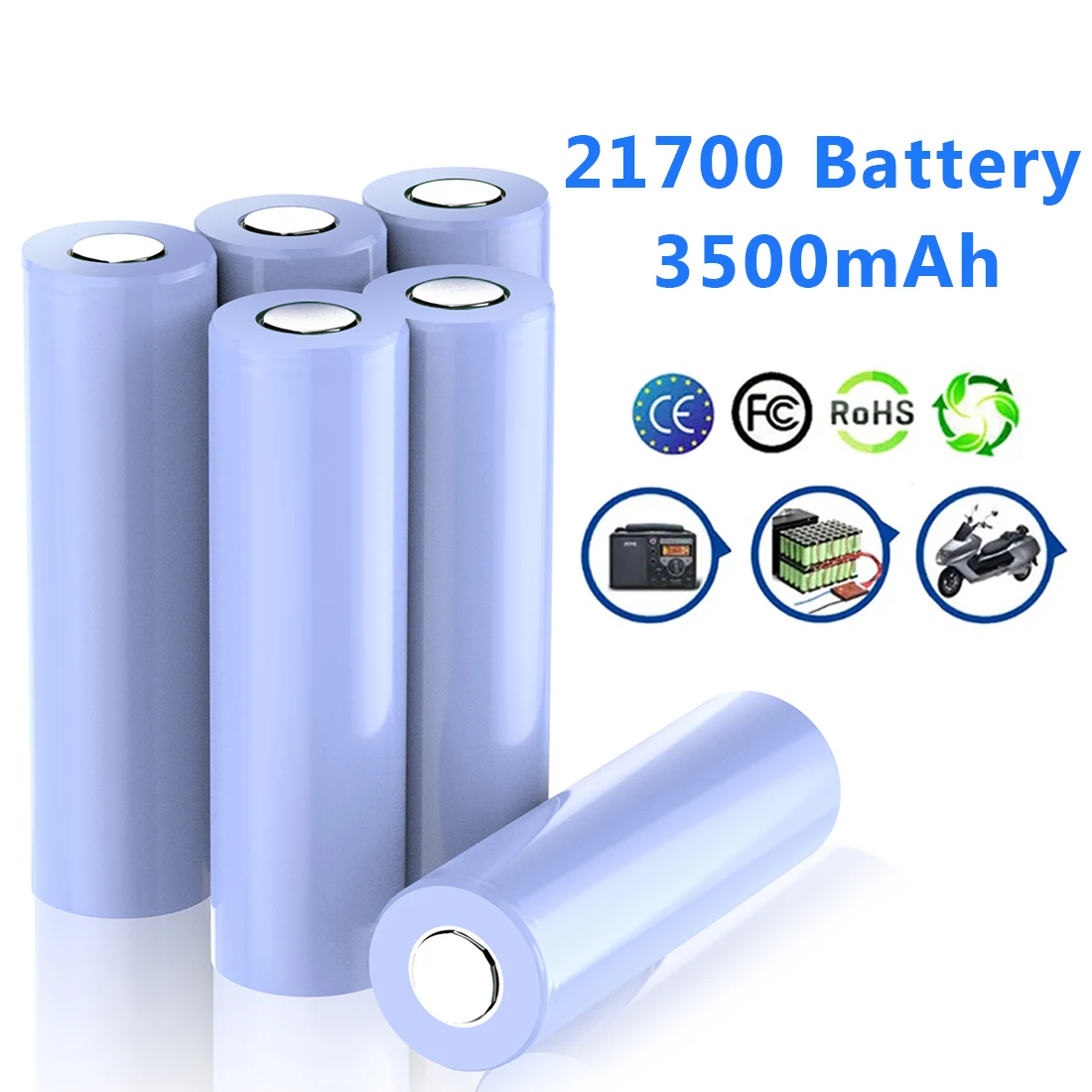 3.7 Volt Rechargeable Battery 3500mAh 21700 Battery Large Capacity Batteries for Headlamp LED Flashlight Mini Fans Li-ion Cell