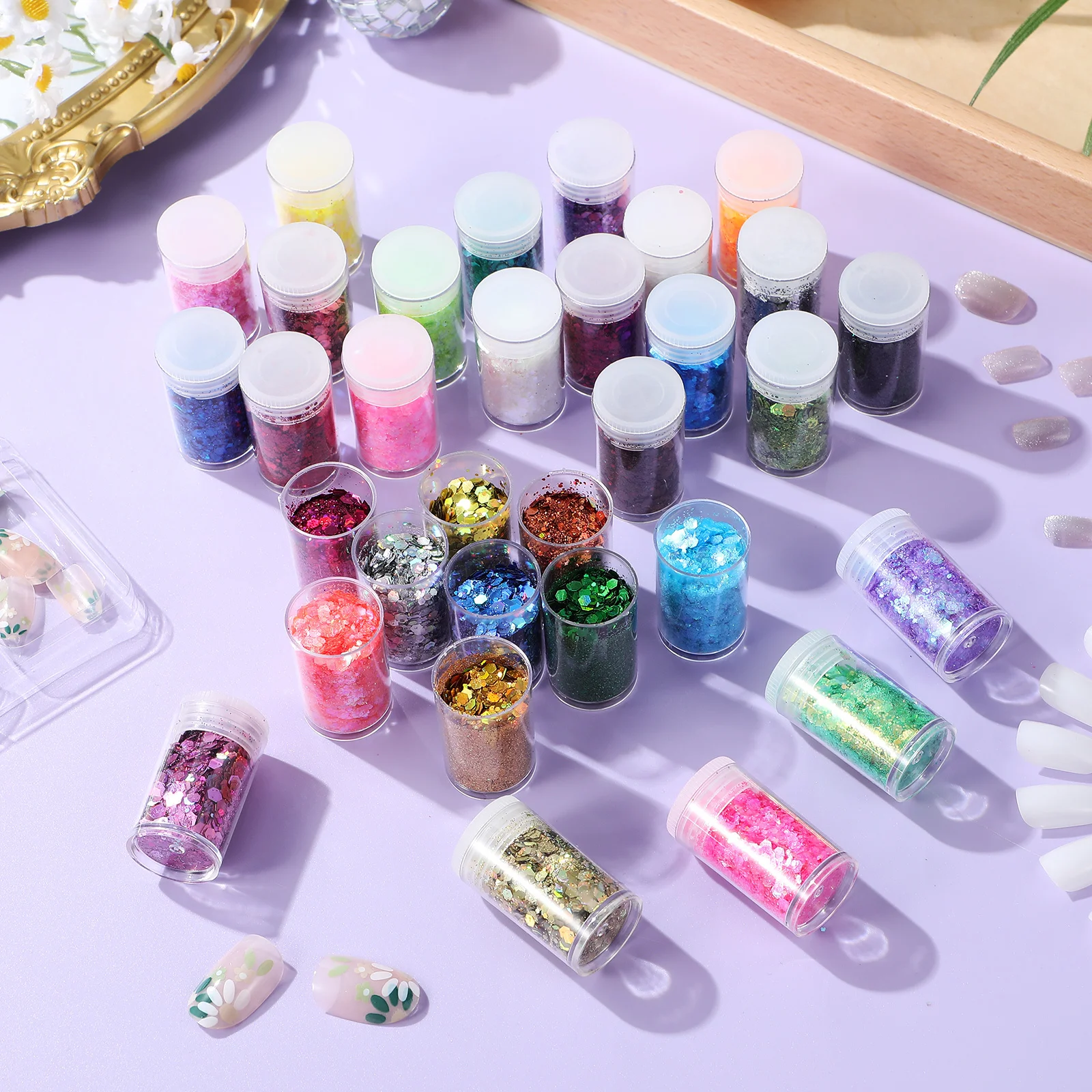 

Flakes Colored Manicure Powder Glitter Dip For Valentine'S Day Nail Art Decorations Fine Texture Shimmer Craft Glitter