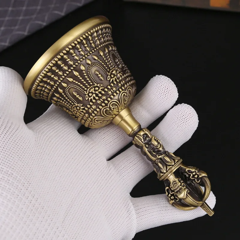 

Retro Hand Cranked Taoist Bell, Buddha's Tool Supplies, Brass School Bell, Tabletop Decor, Copper Crafts