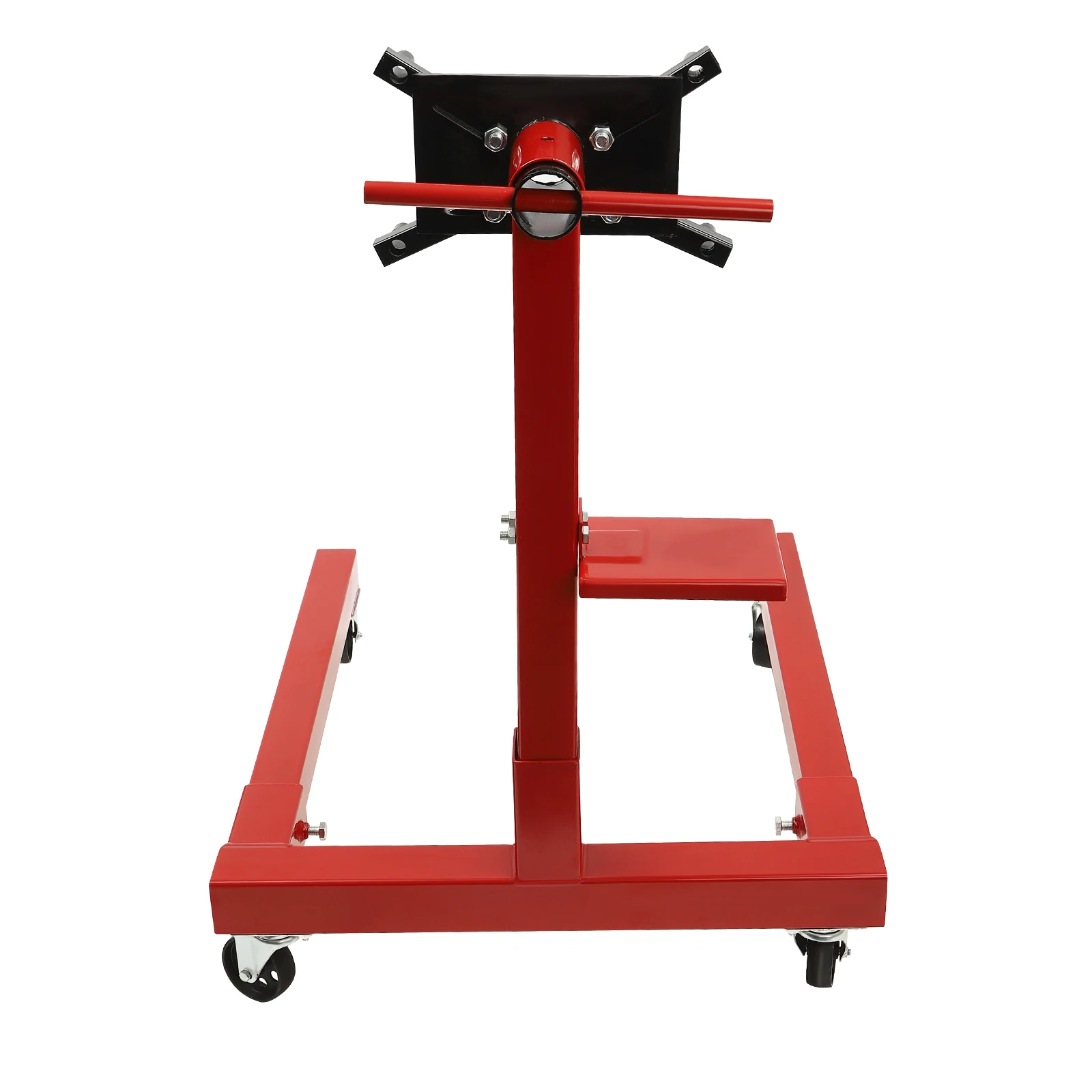 Versatile 360° Rotating Engine Stand with Adjustable Mounting Head & Integrated Tool Tray - 1,250 lb Capacity, Red