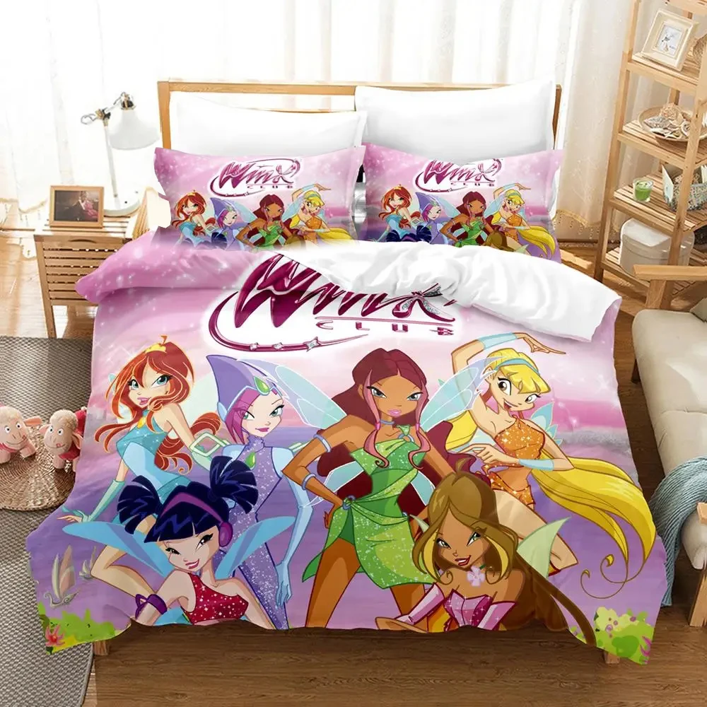 Imagem -03 - Print Winx Saga Clube Jogo da Cama Capa de Edredão Cama Colcha Fronha Consolador Rei Queen Size Meninos Adulto 3d