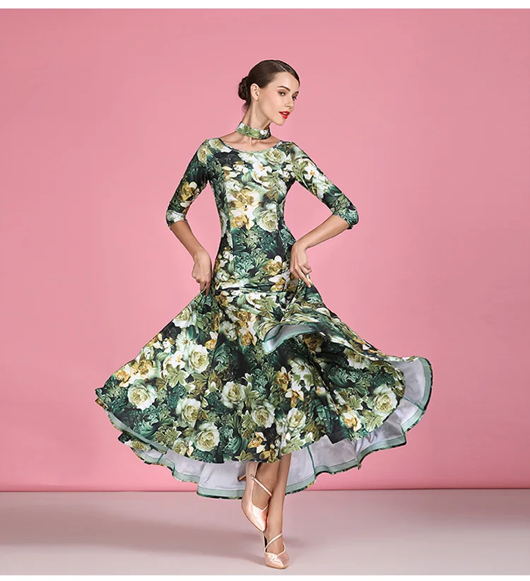 

New ballroom dance competition dress dance ballroom waltz dresses standard dance dress women ballroom dress flower print